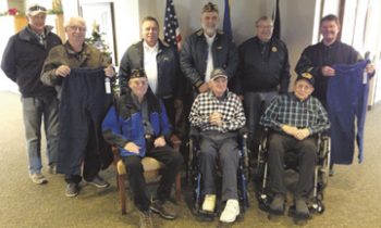 Elk Lodges and Legion Posts present $2000 worth of sweat pants  to area Veterans Home/Hospital
